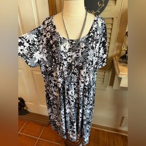 Floral Black and White Dress